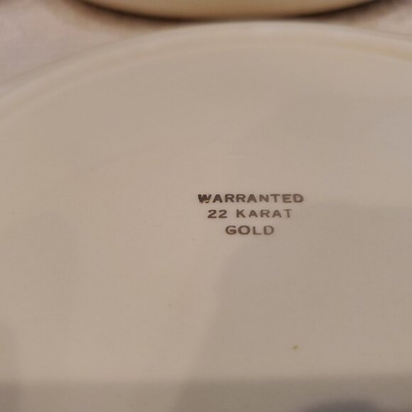 (4) Royal China Plate Warranted 22k French Garden Gold 7 3/8" Man Courting Lady - Picture 4 of 6